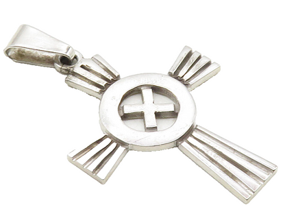 925 Sterling Silver  Vintage Shiny Open Religious Cross Drop Pendant  PT7668
