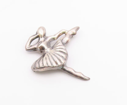 MEXICO 925 Sterling Silver  Vintage Ballet Dancer Motif Brooch Pin  BP4673