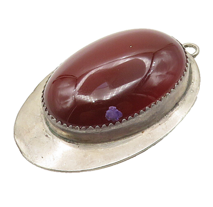 RICK WERITO NAVAJO 925 Silver   Vintage Cabochon Red Jasper Pendant  PT13811