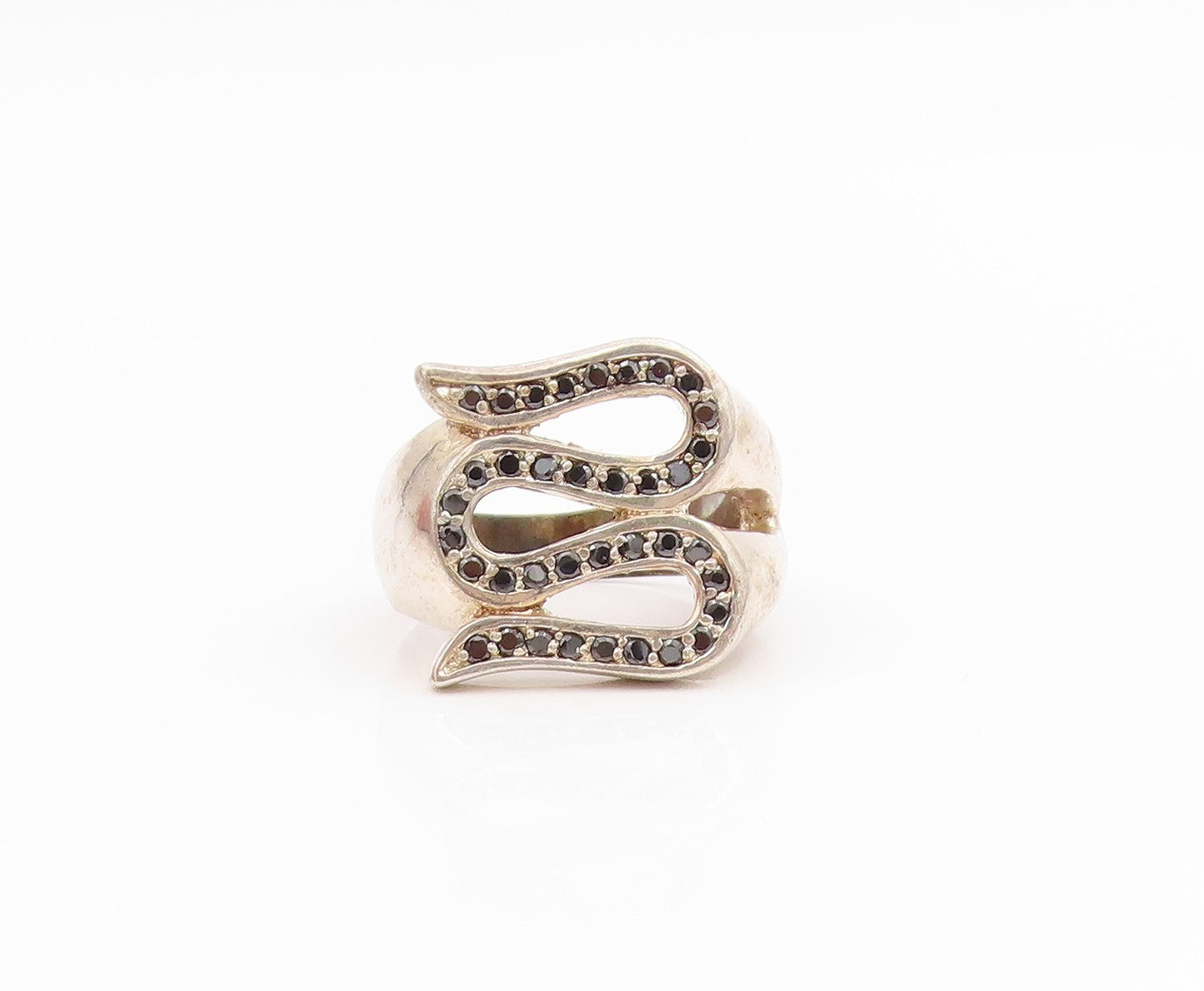 925 Sterling Silver Vintage Ring Spinel Coiled Serpent Swirl  Sz 10  RG34541