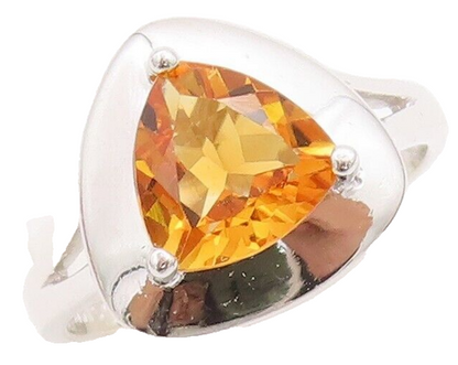 925 Sterling Silver Vintage Ring Minimalist Triangle Cut Citrine  Sz 7  RG29214