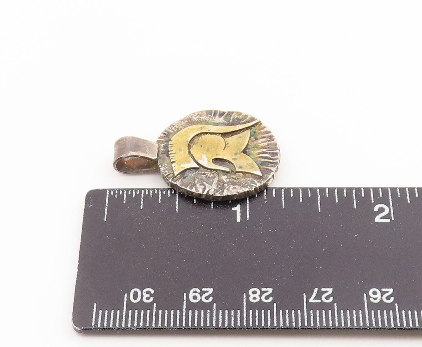 925 Sterling Silver Vintage Pendant Two Tone Spartan Helmet Medallion  PT26635