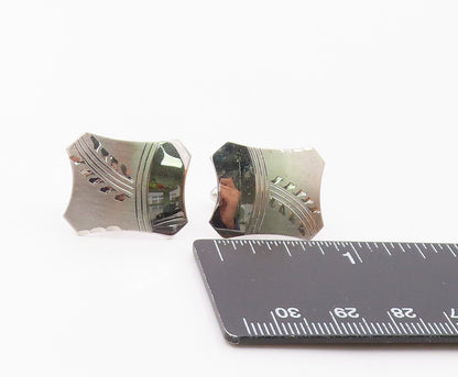925 Sterling Silver  Vintage Shiny Polished Etched Detail Cuff Links  TR1726