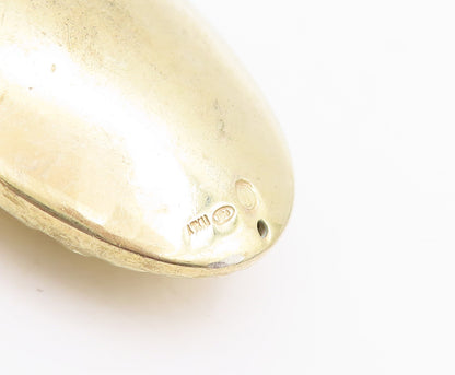 925 Sterling Silver Vintage Pendant Oval Rough Finish Gold Plated  PT23279