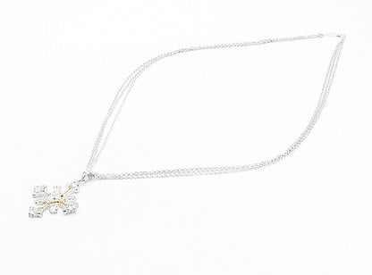 925 Sterling Silver  Sparkling Cubic Zirconia Cross Chain Necklace  NE1369