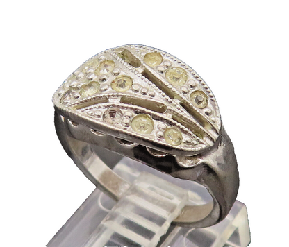 UNCAS 925 Silver  Vintage Antique Topaz Leaf Motif Ring Sz 5.75  RG26399