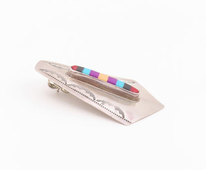 925 Sterling Silver Vintage Earrings SOUITHWESTERN Multi Gemstone Stud  EG14513
