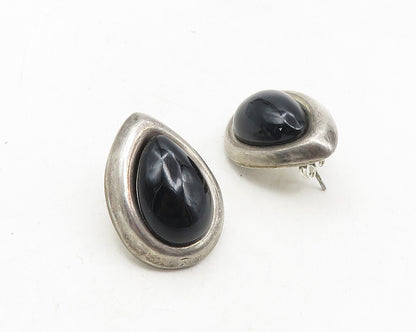MEXICO 925 Sterling Silver  Vintage Black Onyx Tear Drop Earrings  EG5231
