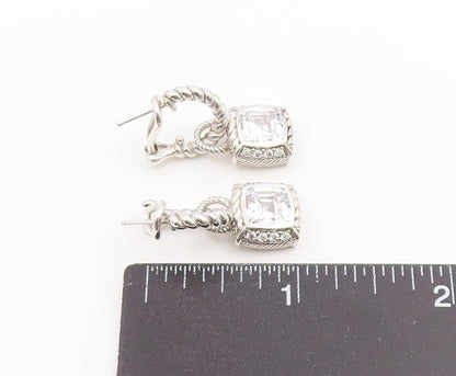 925 Sterling Silver Vintage Earrings JUDITH RIPKA CZ Twisted Rope Drop  EG14493