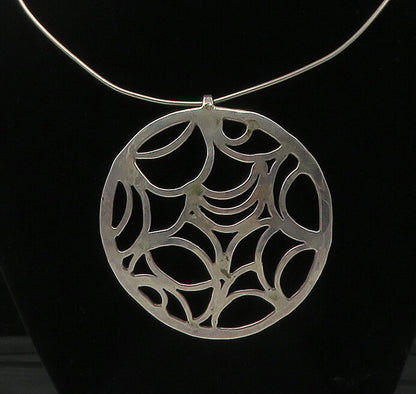DESIGNER 925 Sterling Silver  Vintage Cutout Design Collar Necklace  NE3638