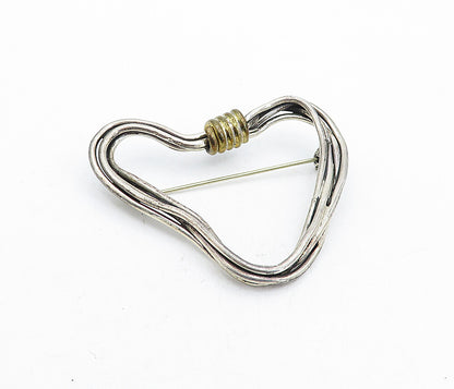 MEXICO 925 Sterling Silver  Vintage Two Tone Wrapped Detail Brooch Pin  BP2029