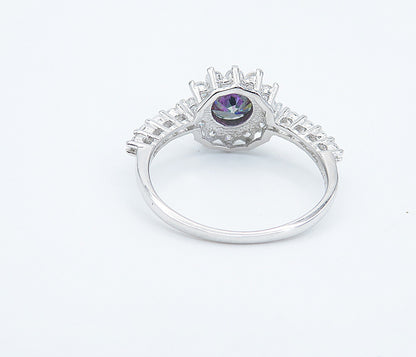 925 Sterling Silver Mystic Topaz Solitaire With Accents Ring Sz 7 RG8588