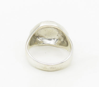 925 Sterling Silver  Vintage Shiny Chiseled Dome Band Ring Sz 12  RG16861