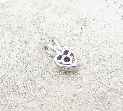 925 Sterling Silver  Amethyst Love Heart Slider Pendant  PT1454