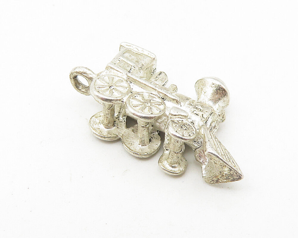 925 Sterling Silver  Vintage Petite Shiny Steam Train Motif Pendant  PT8909