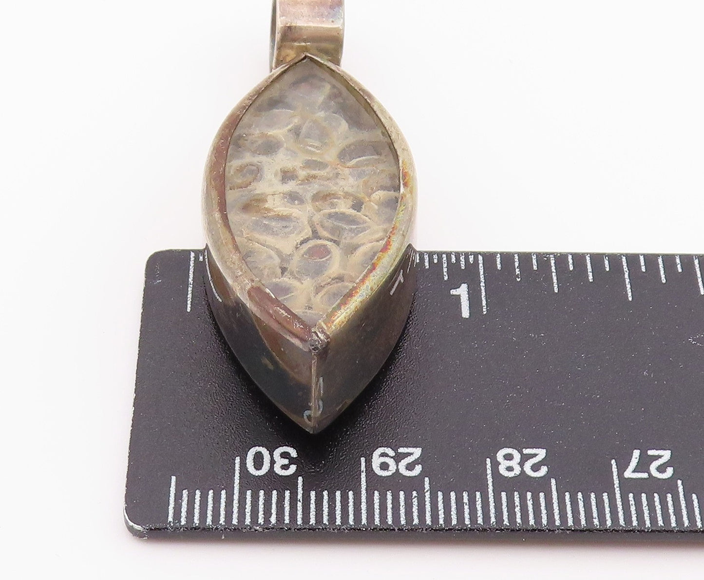 925 Sterling Silver Vintage Pendant Natural Seed Pod Marquise Charm  PT26386