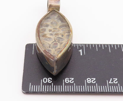 925 Sterling Silver Vintage Pendant Natural Seed Pod Marquise Charm  PT26386
