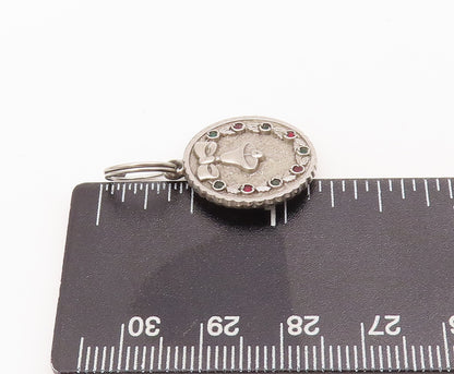 925 Sterling Silver Vintage Pendant Religious Carved Mother Mary Coins  PT23123