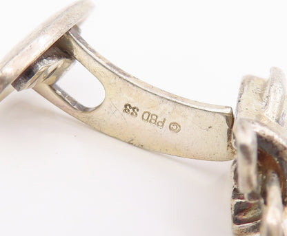 925 Sterling Silver Vintage Cufflinks PETER BRAMS 3D Golf Bag & Clubs  TR4151