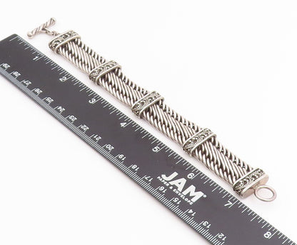 925 Sterling Silver Vintage Bracelet Solid Scrollwork Braided Chain  BT11823