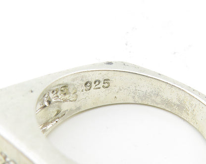 TALLONE & CO. 925 Sterling Silver  Blue Topaz Stamped Band Ring Sz 6  RG10290