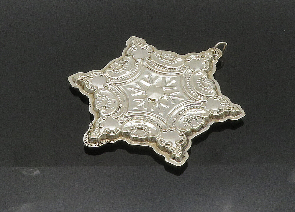 WALLACE 925 Sterling Silver Vintage Shiny Large Christmas Star Pendant PT16632
