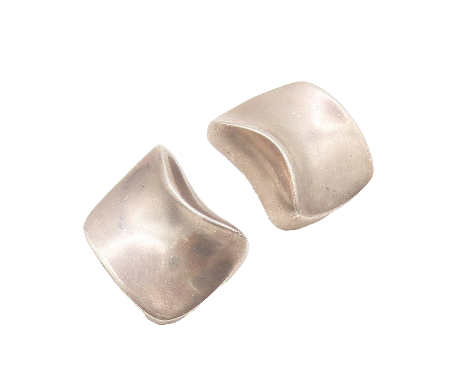 ALFRED KARRAM 925 Silver  Vintage Rectangular Swirly Solid Earrings EG12705