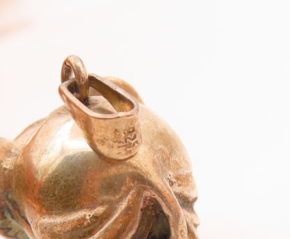 925 Sterling Silver  Vintage Puffy Sculpted Elephant Animal Pendant  PT20211