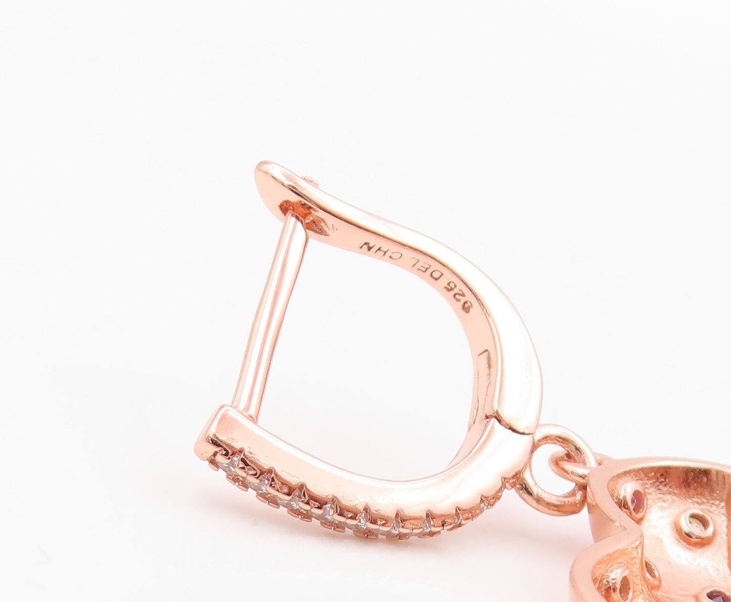 925 Sterling Silver Vintage Earrings Rose Gold Plated CZ Inlay Heart  EG13320