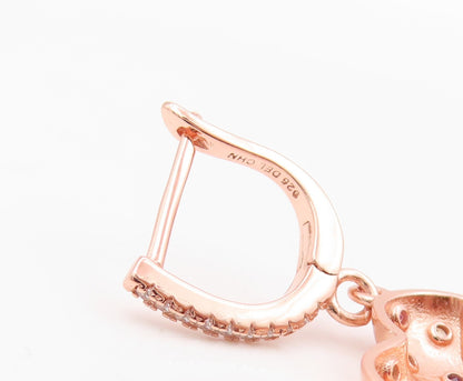 925 Sterling Silver Vintage Earrings Rose Gold Plated CZ Inlay Heart  EG13320