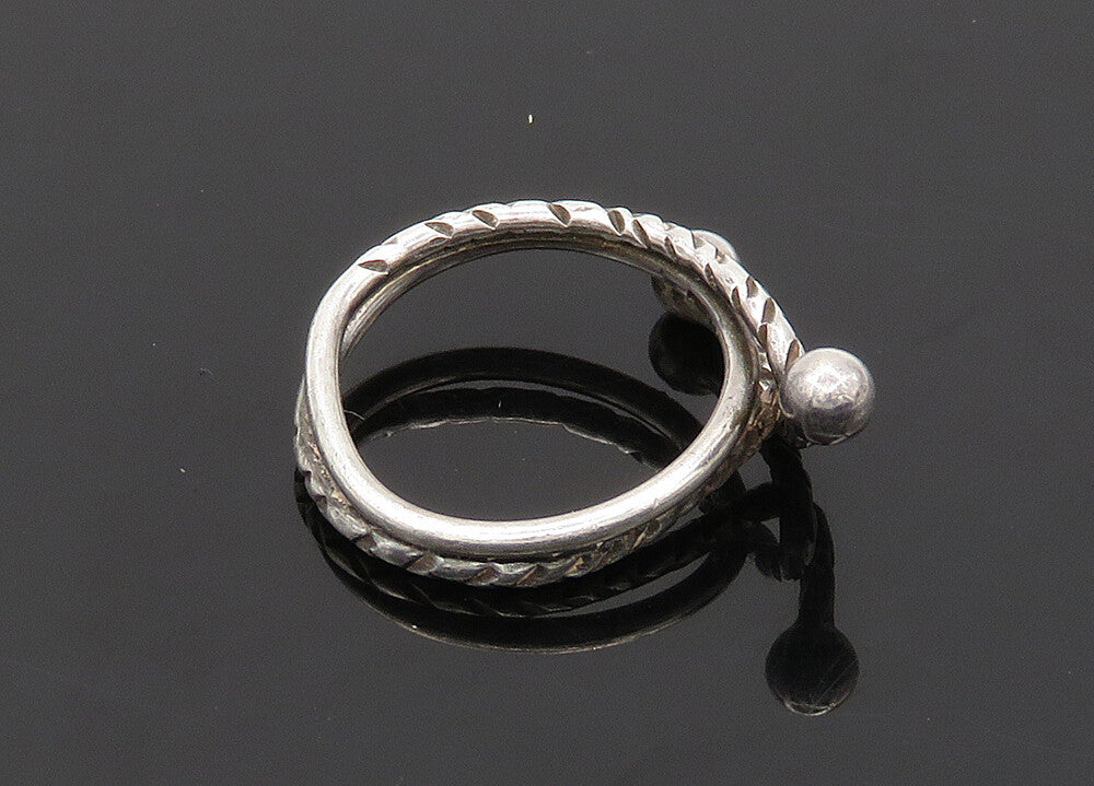 925 Sterling Silver  Vintage Etched Detail Bypass Style Band Ring Sz 6 RG20313