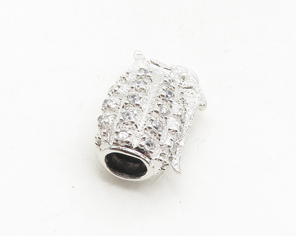 925 Sterling Silver  Vintage Shiny Cubic Zirconia Hand Grenade Pendant  PT7254