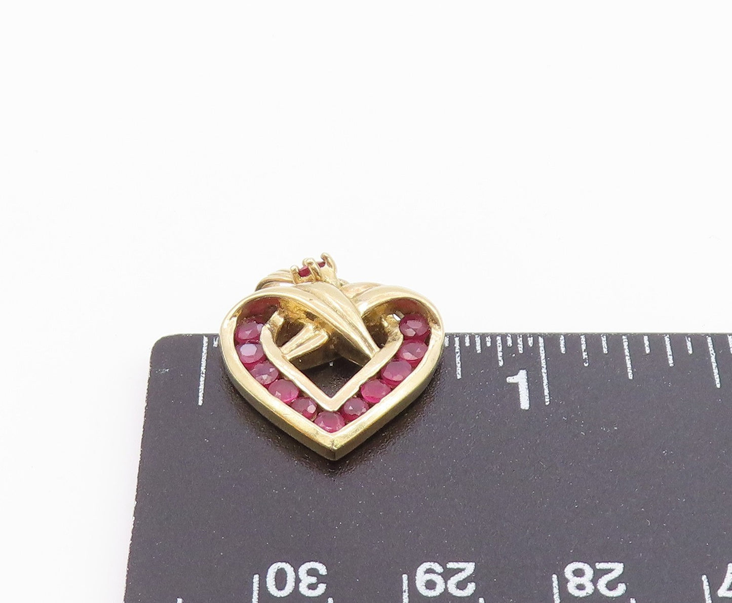 925 Sterling Silver  Vintage Gold Plated Ruby Love Heart Pendant  PT20937