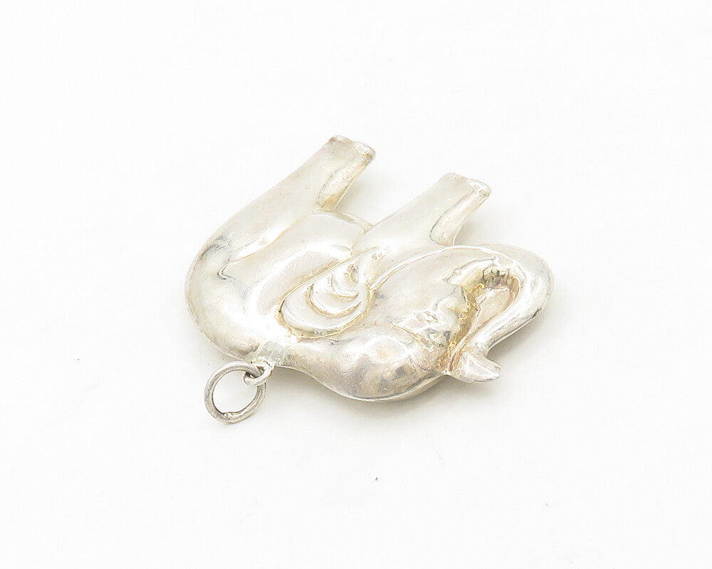 925 Sterling Silver  Vintage Shiny Hollow Elephant Motif Pendant  PT15226