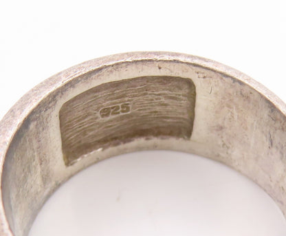 925 Sterling Silver Vintage Ring Mother Of Pearl & Onyx Inlay  Sz 8  RG36186