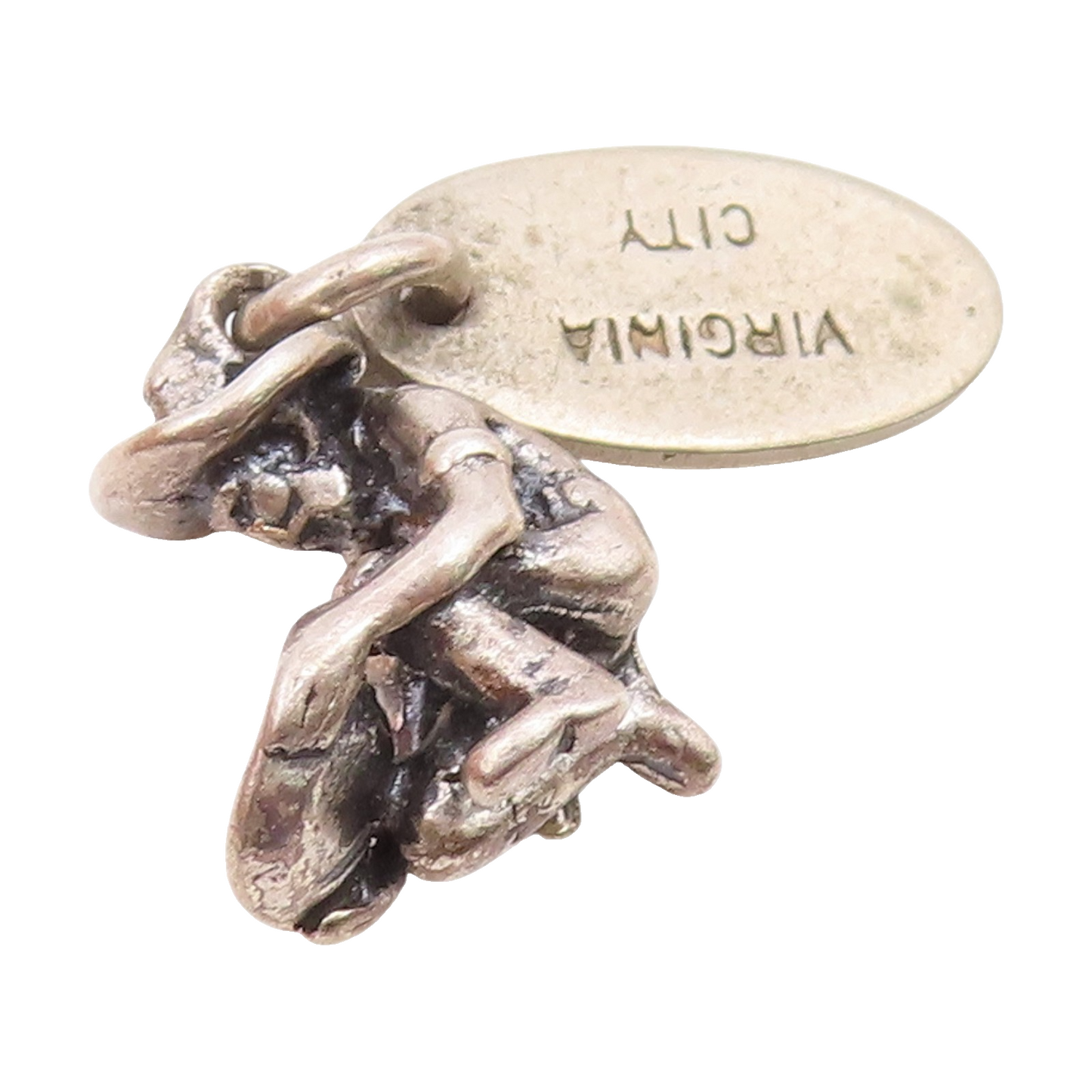 925 Sterling Silver  Vintage Petite Virginia City Kneeling Man Pendant PT15913