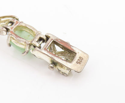 925 Sterling Silver Vintage Bracelet Oval Jade Elegant Crisscross Link  BT11744