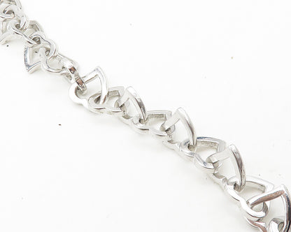 925 Sterling Silver  Shiny Polished Open Love Heart Chain Necklace  NE2960