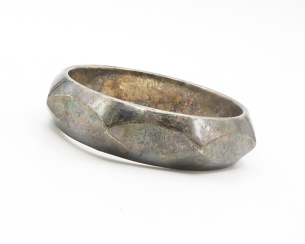 925 Sterling Silver  Vintage Oxidized Hollow Bangle Bracelet  BT5667