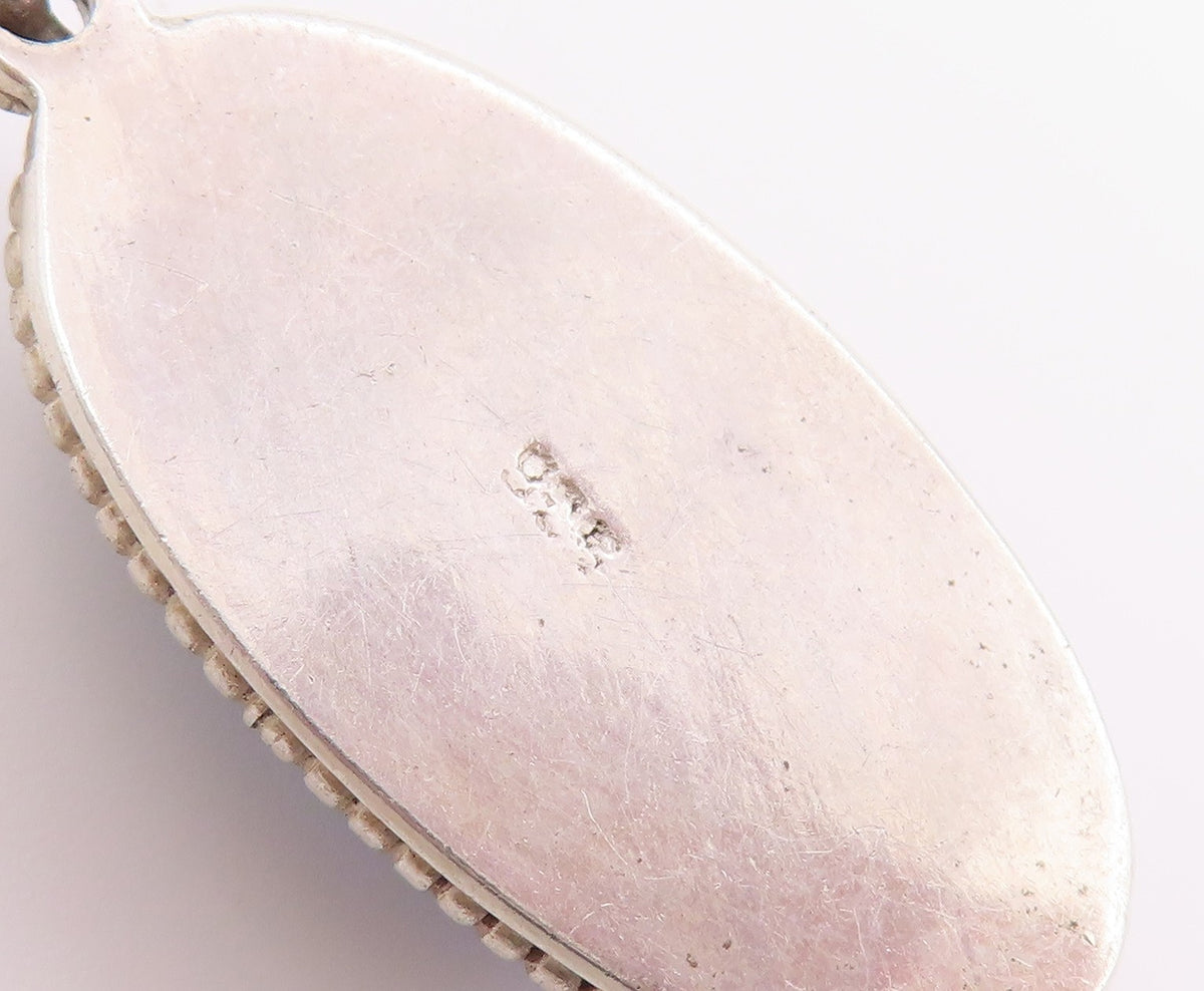 925 Sterling Silver Vintage Pendant Classic Cabochon Moonstone Charm  PT26597
