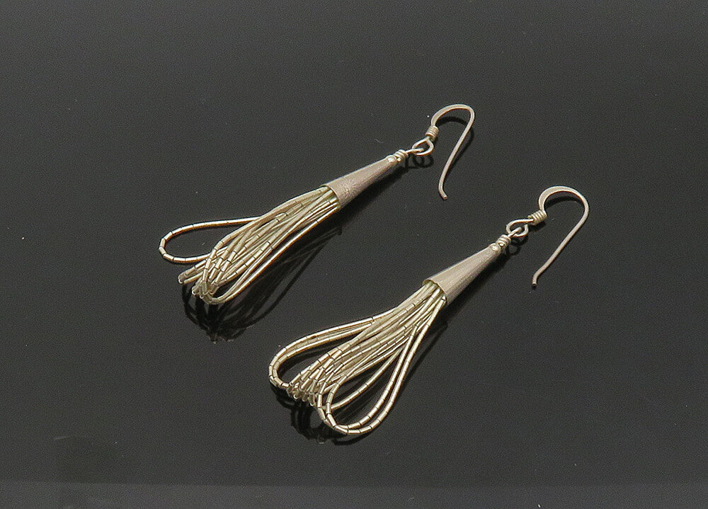 925 Sterling Silver  Vintage Liquid Silver Loop Dangle Earrings  EG10744