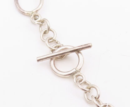 925 Sterling Silver Vintage Necklace Modernist Hollow Oval Link Chain  NE4746