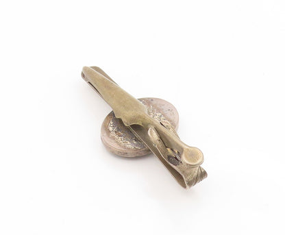 925 Sterling Silver Vintage Tie Clip Carved Hematite Greek Soldier Motif  TR4186