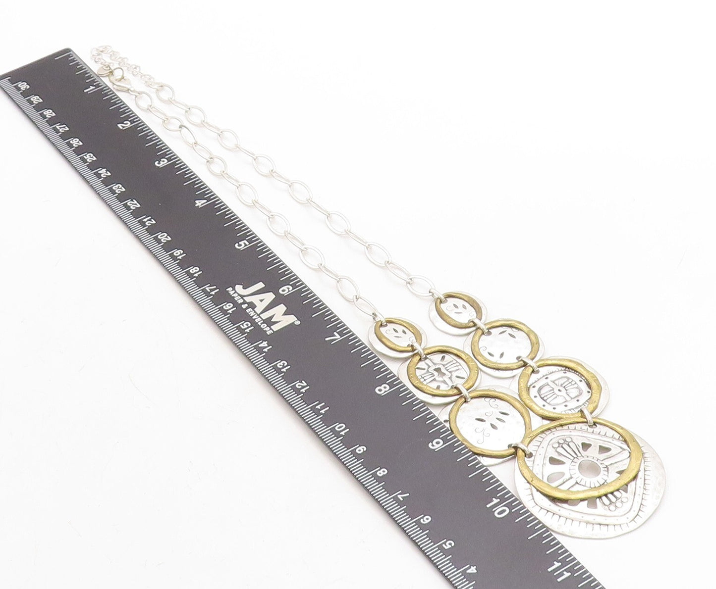 SILPADA 925 Sterling Silver  Vintage Two Tone Floral Chain Necklace  NE2283