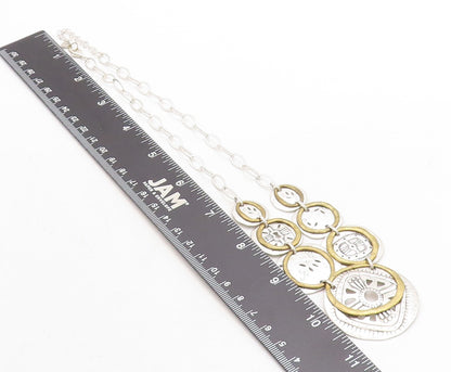 SILPADA 925 Sterling Silver  Vintage Two Tone Floral Chain Necklace  NE2283
