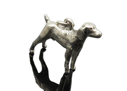 925 Sterling Silver  Vintage Petite Sculpted Standing Dog Pendant  PT7191