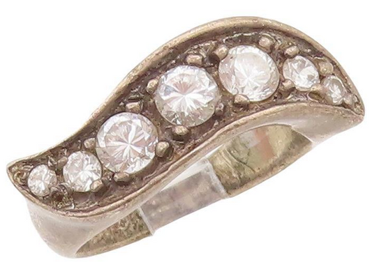 925 Sterling Silver Vintage Ring Wave Cut Multi Size Round Cut CZ  Sz 7  RG28362