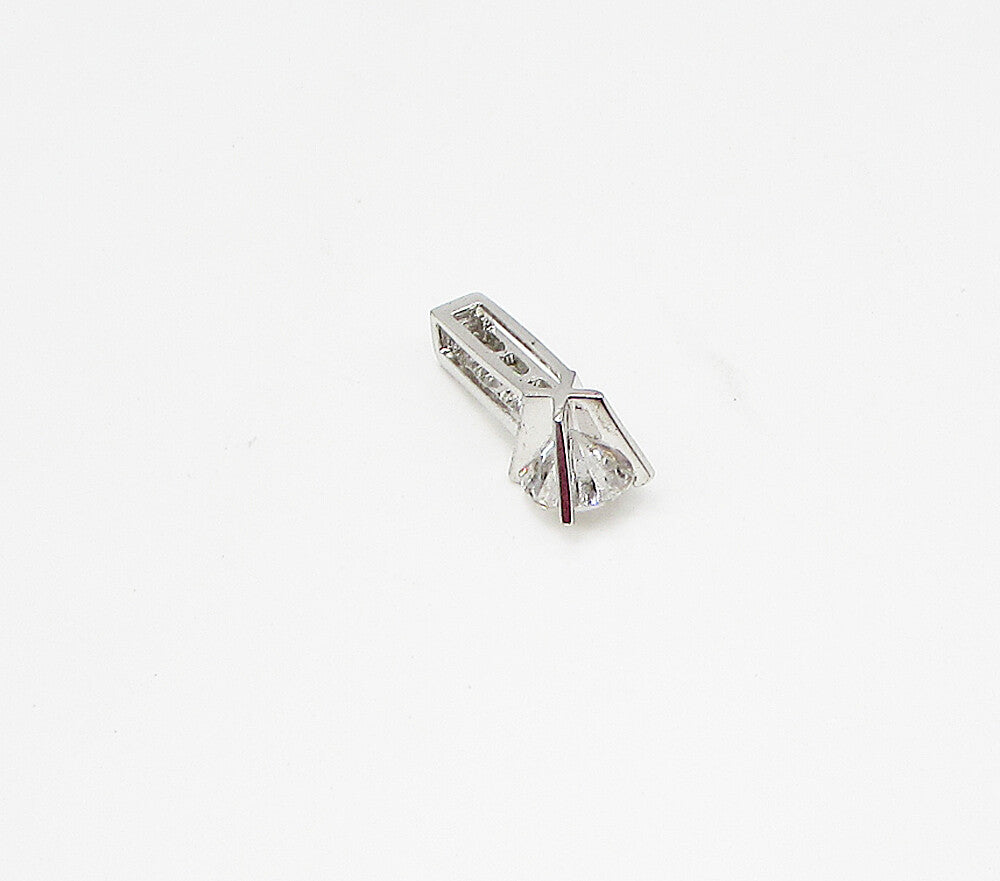 925 Sterling Silver  Faceted White Cubic Zirconia Slider Pendant  PT2415