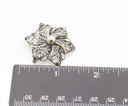 DANECRAFT 925 Silver  Vintage Openwork Flower Pinwheel Brooch Pin  BP10121