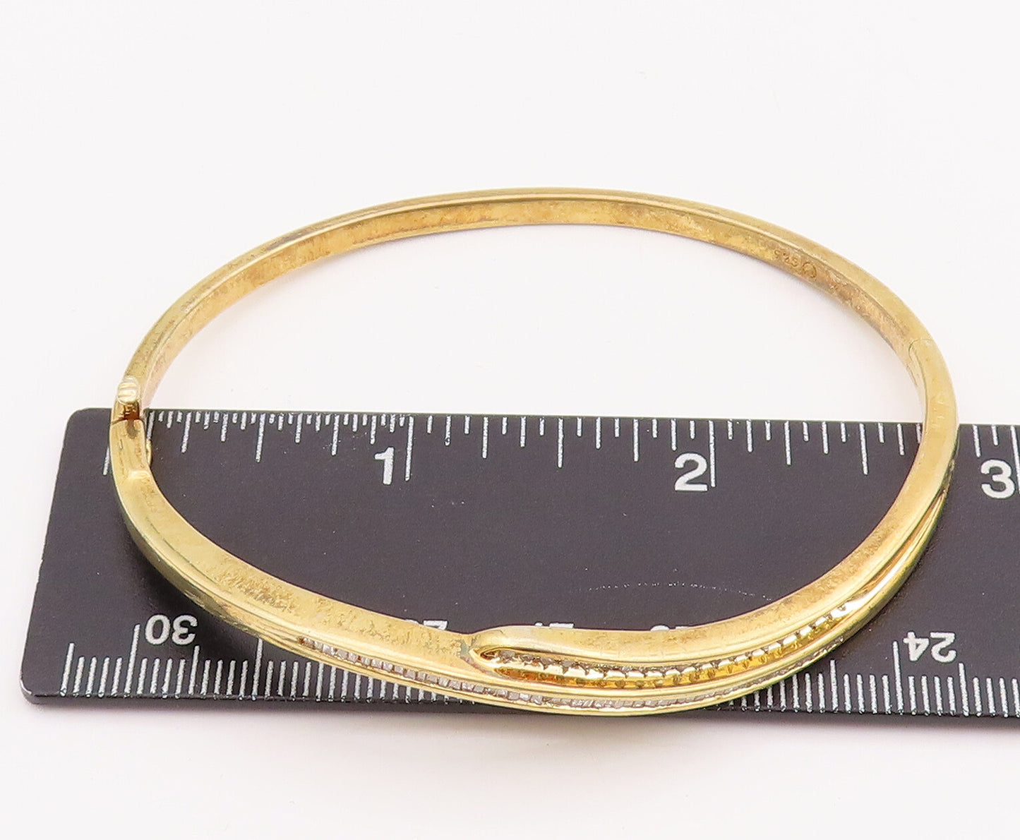 925 Sterling Silver Vintage Bracelet Gold Plated Real Diamonds Inlay  BT10606